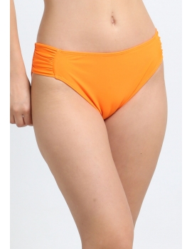 Bikini clásico costados drapeados naranjo costado