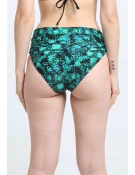 Bikini calzón pin up doble uso estampado verde espalda