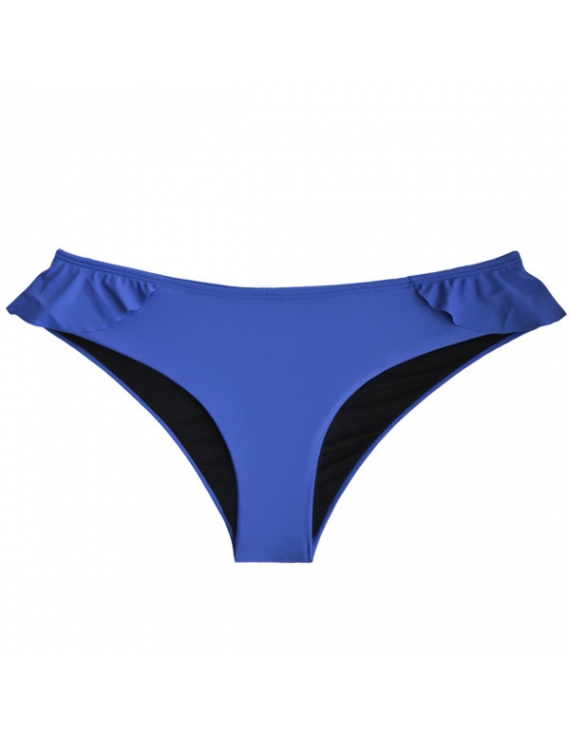 Calzon clasico de bikini con vuelos laterales y traseros color azul