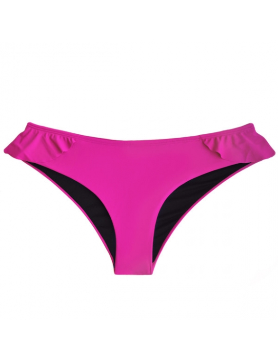 Calzon clasico de bikini con vuelos laterales y traseros color fucsia