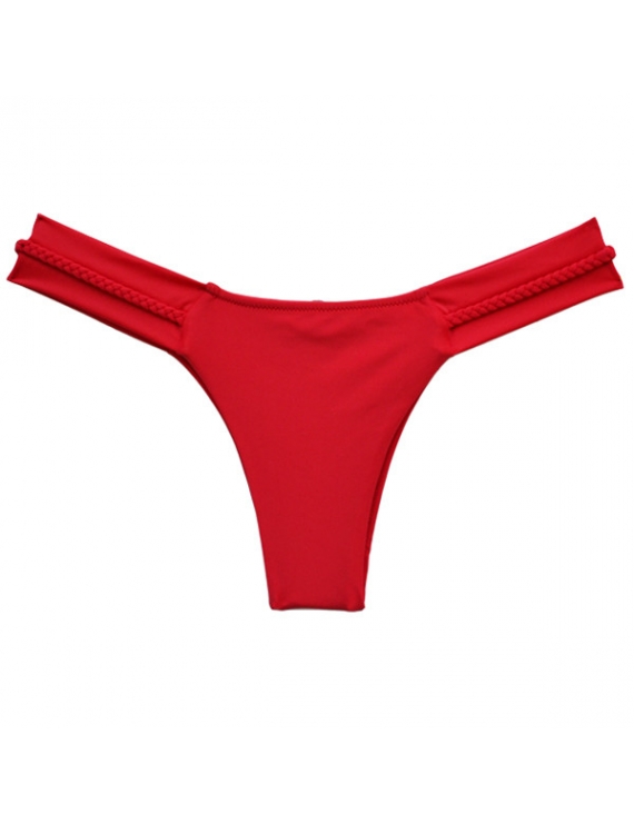 Tanga de bikini con bordado Mujer, Rojo