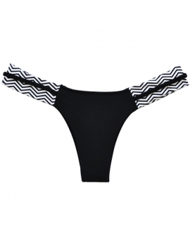 Calzon de bikini estilo tanga brasilera color negro con aplicacion lateral